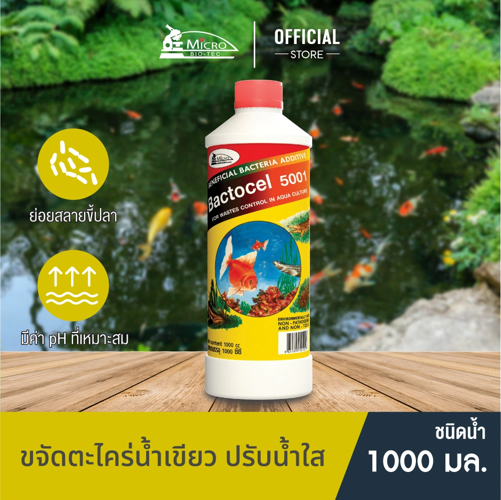 Bactocel 5001 1000cc จุลินทรีย์น้ำใส บ่อปลา ตู้ปลา ปรับสภาพน้ำใส ย่อยขี้ปลา ลดตะไคร่น้ำ ลดแอมโมเนีย