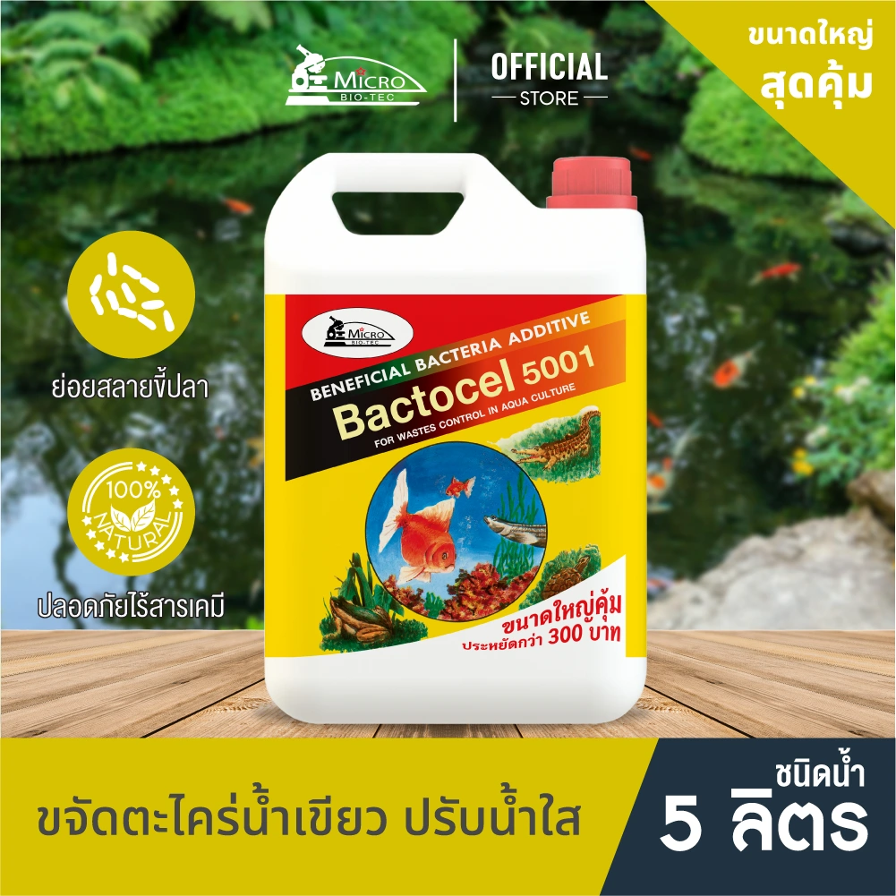 Bactocel 5001 5ลิตร จุลินทรีย์ปรับน้ำใส ปรับสภาพน้ำ บ่อปลา ตู้ปลา ย่อยขี้ปลา แบคโตเซล แก้น้ำขุ่น ลดแอมโมเนีย
